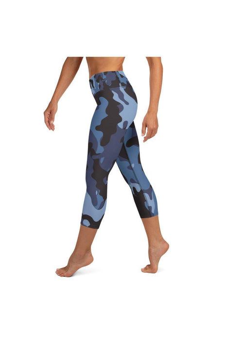 Blue Camo Yoga Capri Leggings