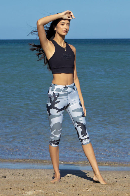 Gray Camo Yoga Capri Leggings