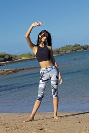 Gray Camo Yoga Capri Leggings