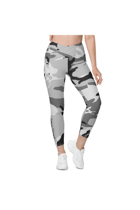 Full Length Grey Camo Print Active Leggings with Pocket Detail