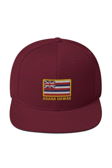 Asana Hawaii Snapback Hat Maroon Asana Hawaii Island Flag Snapback Hat