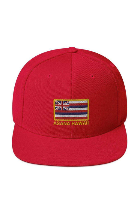 Asana Hawaii Snapback Hat Red Asana Hawaii Island Flag Snapback Hat