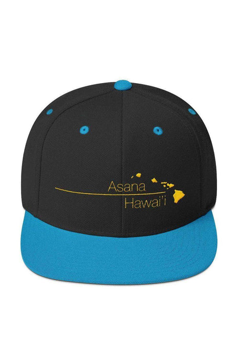 Asana Hawaii Snapback Hat Black/ Teal Asana Hawaii Snapback Hat
