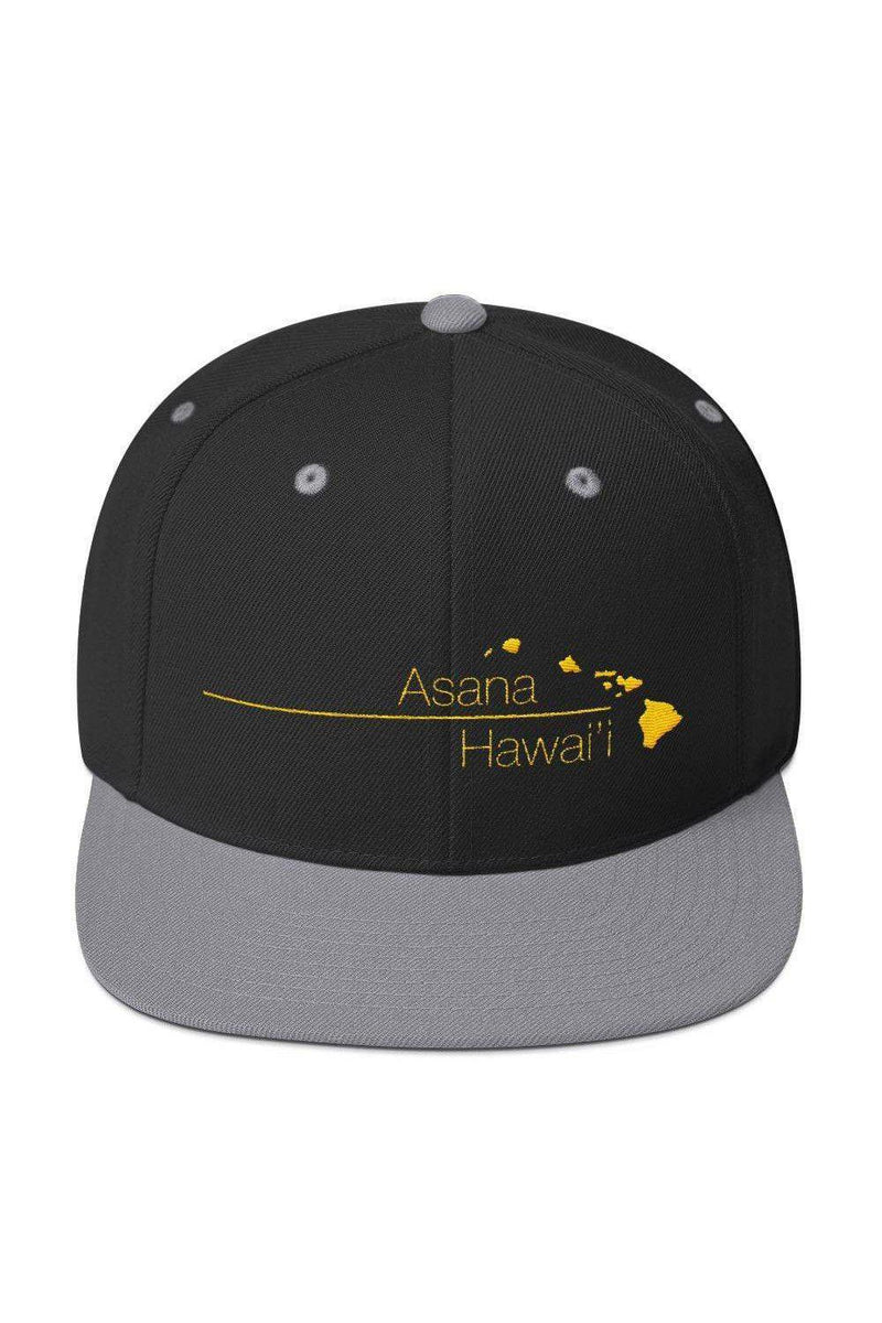 Asana Hawaii Snapback Hat Black/ Silver Asana Hawaii Snapback Hat