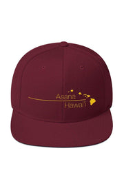 Asana Hawaii Snapback Hat Maroon Asana Hawaii Snapback Hat