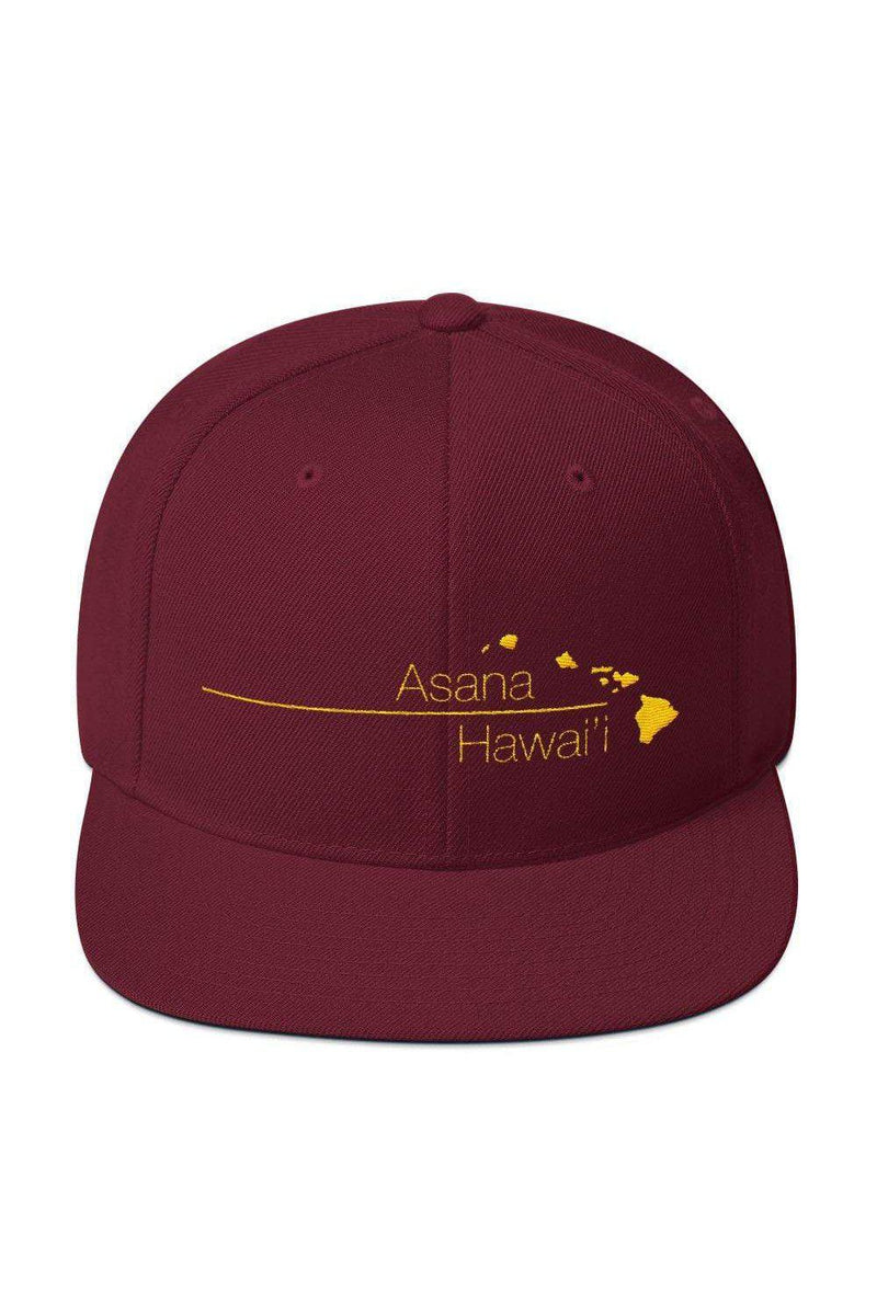 Asana Hawaii Snapback Hat Maroon Asana Hawaii Snapback Hat
