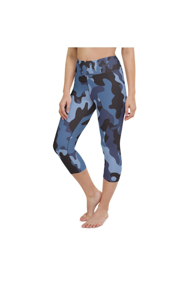 Blue Camo Yoga Capri Leggings