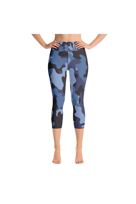 Blue Camo Yoga Capri Leggings