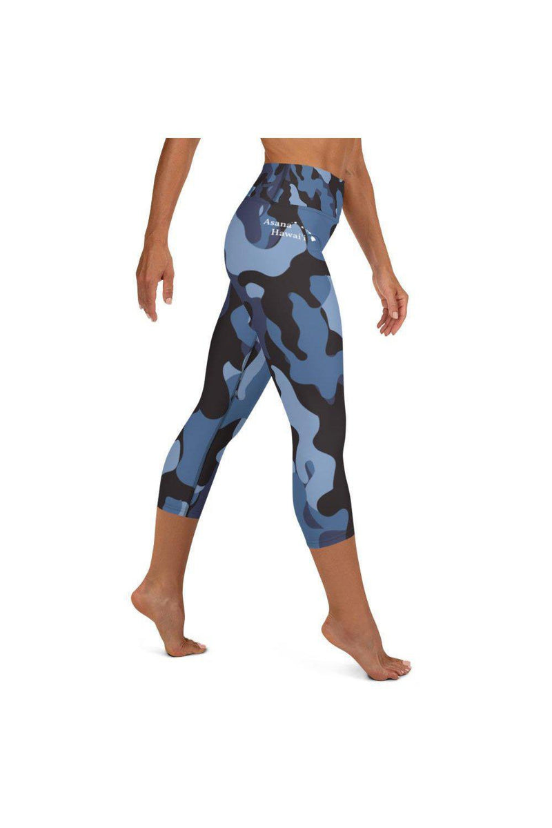 Blue Camo Yoga Capri Leggings