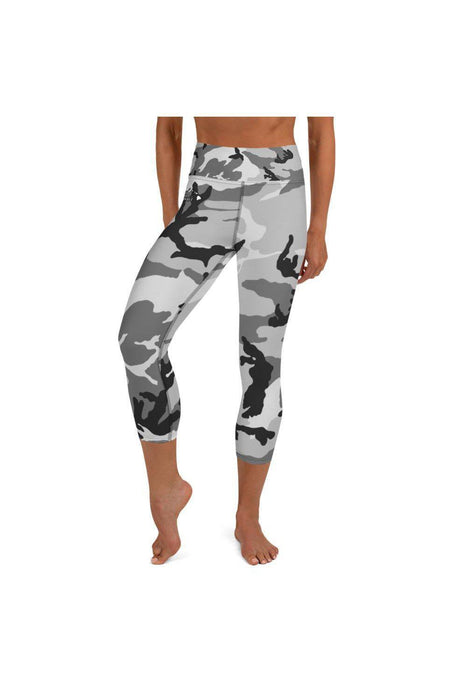 Gray Camo Yoga Capri Leggings